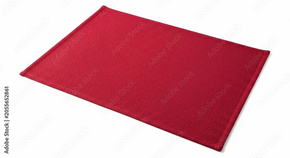 Fototapeta premium Rectangular red fabric placemat isolated on white background