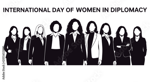 Foto Silhouette of women in business suits for international women in diplomacy day