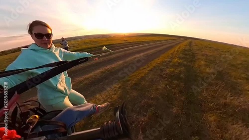 Children flight on tandem paraglide