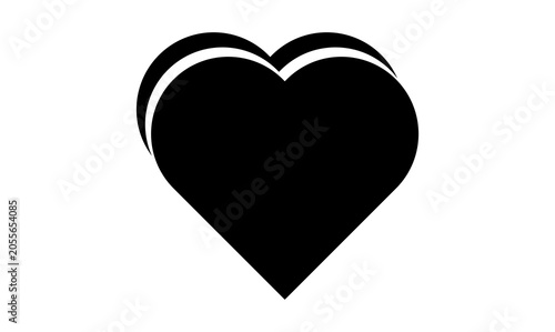 Canvas-taulu Black heart icon, Stylish heart symbol, Valentines heart graphic isolated on tra
