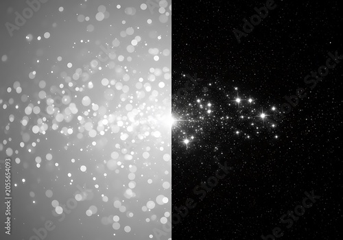 Abstract Bokeh Lights and Stars on Black and White Backgrounds