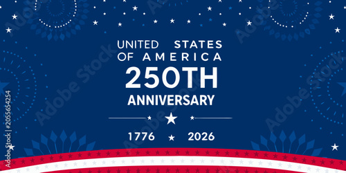 Patriotic vector banner with stars and stripes for usa anniversary celebration