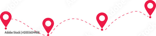 Flight Path with Dotted Travel Route, Location Pins and Air Travel Line Icon Vector Design