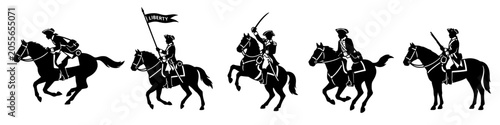 Konstfotografi American Revolutionary War Soldier Horseback Silhouette Set - USA 250th Annivers