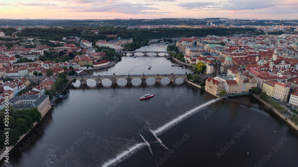 Obraz premium Prague, Czech Republic, aerial drone view