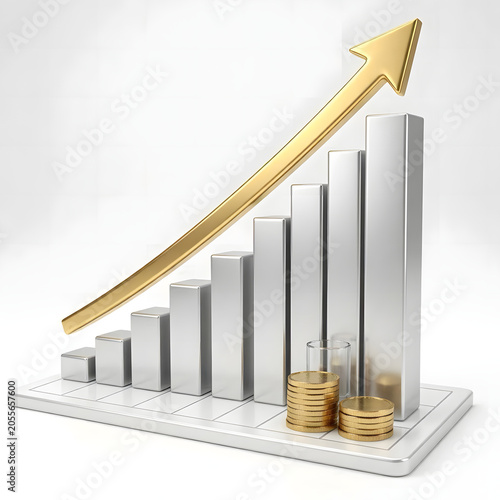 business graph with golden coins