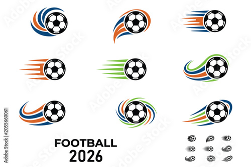 Foto Football world cup 2026 logo concepts dynamic soccer ball designs for branding