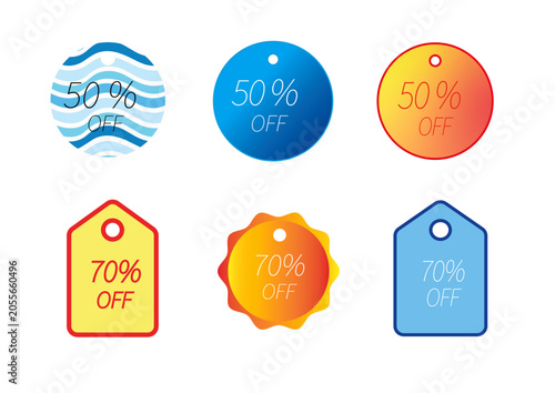 A pack of 6 summer discount labels 