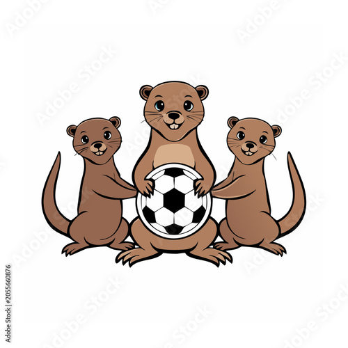 Three cute cartoon dogs sitting together
