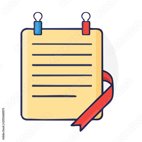 Yellow notebook with pencil and clip