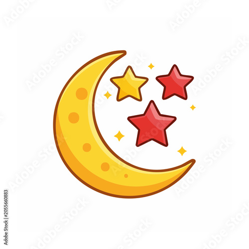 Yellow smiley face with red stars vector
