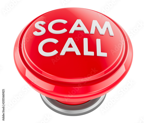 Scam Call, red emergency button. 3D rendering