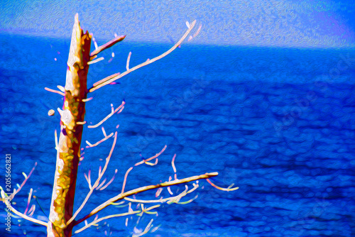 Obraz na płótnie Ocean or Sea Framed by a Snag of a Tree-Ripples of Water- When You've Hit a Snag