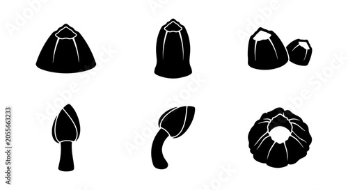 Konstfotografi Barnacle Icons Set, Marine Life Vector Graphics, Seafood Ingredient Illustration