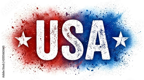 Usa patriotic design with splatter effect and stars