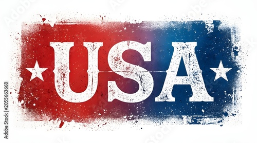Usa patriotic typography with distressed red white and blue background
