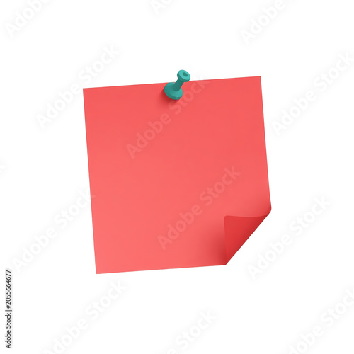Red Sticky Note Paper Isolated on Transparent Background, Blank Reminder Memo Sheet for Business Planning and Office Organization