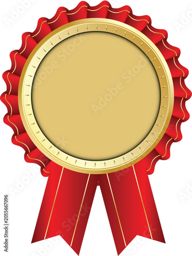 Golden medal with red ribbon empty space for adding text vector illustration transparent PNG