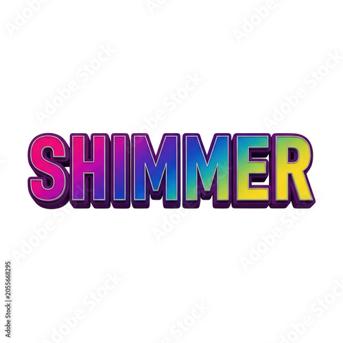A colorful shimmer text on a white background isolated on transparent background, PNG