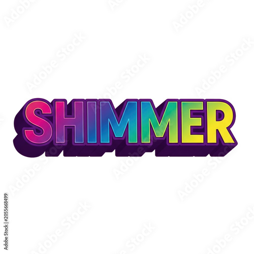 A colorful shimmer text on a white background isolated on transparent background, PNG