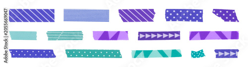 Fotografie PNG Colorful patterned decorative washi tapes on transparent background