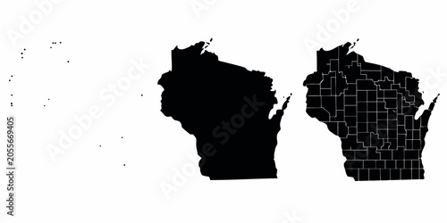 Tableau sur toile Wisconsin State Map Silhouette Vector Illustration On White Background
