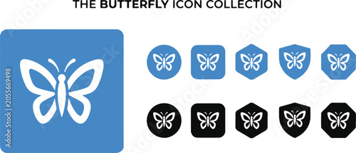 Butterfly Icon Set Collection in Flat Design Style Vector Illustration