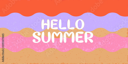 Wavy abstract background with summer greeting colorful vector illustration