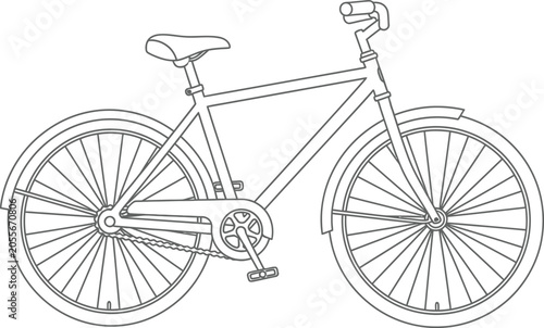 Bicycle coloring page vector line drawing for kids book and art therapy