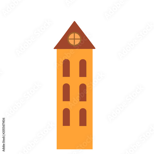 Building in flat style infographic isolated on transparent background.
