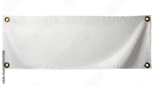 Konstfotografi Blank white fabric banner with metal grommets, isolated on transparent backgroun