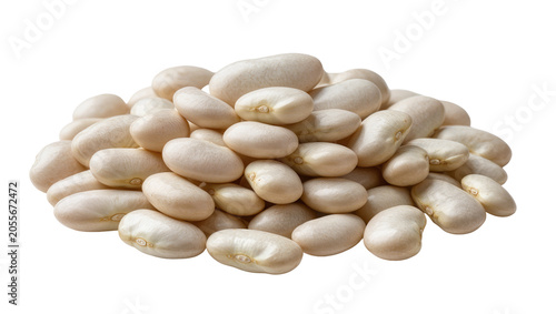 Quadro su tela Pile of plump white cannellini beans, isolated on transparent background