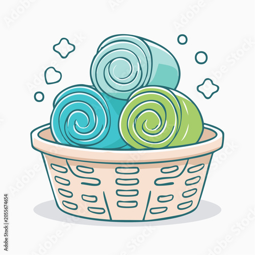 Rolled Towels in Laundry Basket