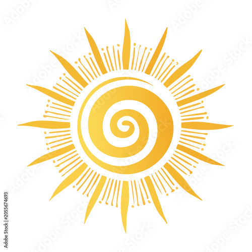 Yellow Sun Graphic in Flat Design