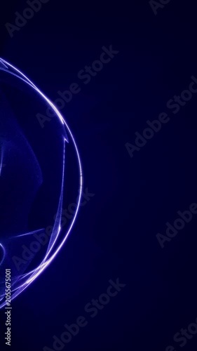 Blue digital sphere on a dark background, glowing particle