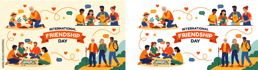 Fototapeta premium International Friendship Day Global Unity and Cultural Diversity Vector Set