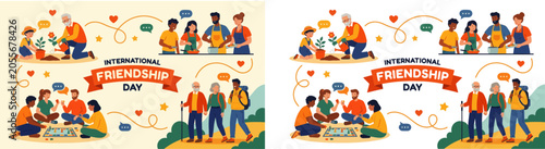 International Friendship Day Global Unity and Cultural Diversity Vector Set