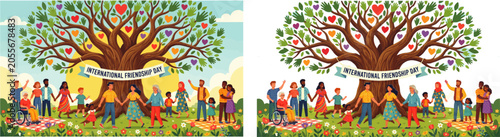 International Friendship Day Global Unity and Cultural Diversity Vector Set