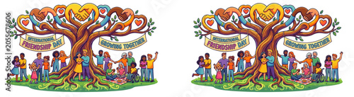 International Friendship Day Global Unity and Cultural Diversity Vector Set