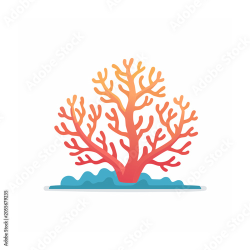 Vector illustration of coral reef with seaweed