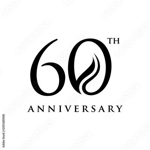 Number 60 years anniversary for birthday celebration logo design inspiration