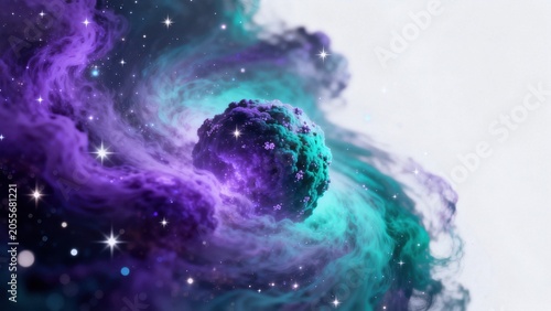 Cosmic nebula with starry sphere