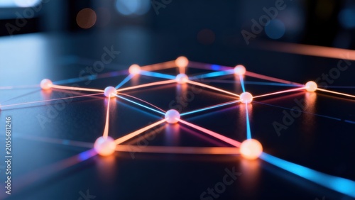Network of glowing nodes and connections