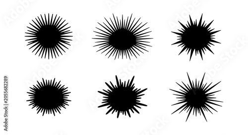 Foto Sea Urchin Icons, Marine Life Vector Set, Spiky Echinoderm Illustrations, Oceano