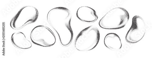 Abstract black grainy blur shapes set on white background