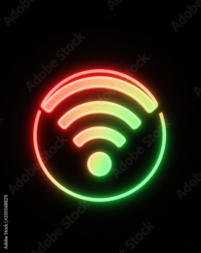 neon wi-Fi icon on a black background.