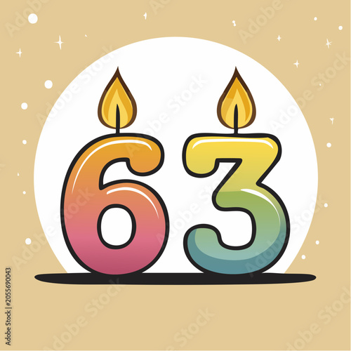 Number 63 Birthday Candle Illustration