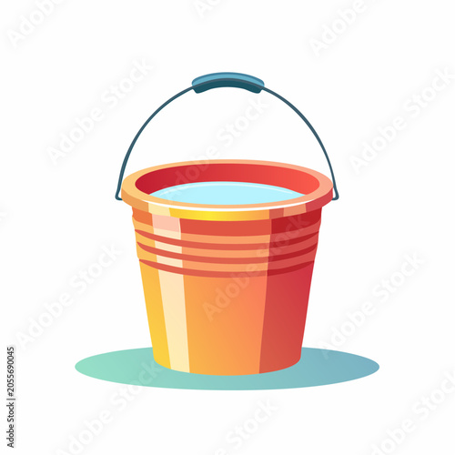 Orange bucket filled with water