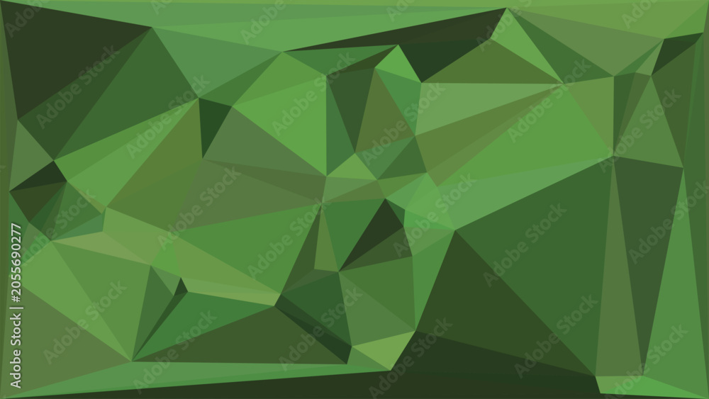 Obraz premium Deep forest green geometric low poly background with abstract triangular shapes and textures