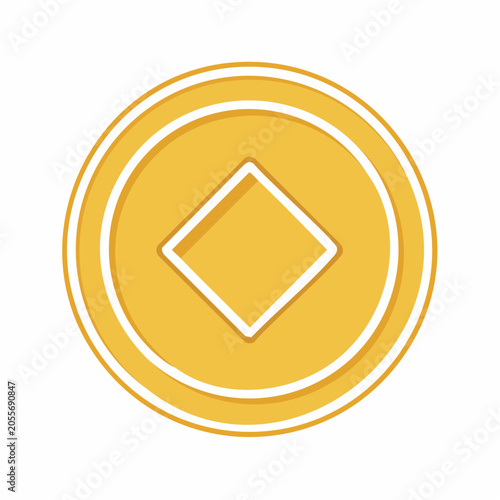 Golden Coin with Square Hole